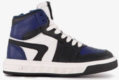 Groot hoge leren jongens sneakers blauw zwart