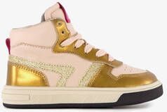 Groot hoge leren meisjes sneaker roze goud Uitneembare zool