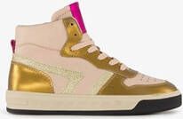 Groot hoge leren meisjes sneaker roze goud Uitneembare zool