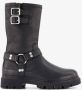 Groot leren meisjes biker boots Zwart - Thumbnail 2