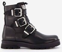 Groot leren meisjes biker boots zwart