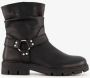 Groot leren meisjes biker boots zwart - Thumbnail 2