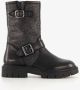 Groot leren meisjes biker boots zwart - Thumbnail 2