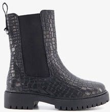 Groot leren meisjes chelsea boots met crocoprint