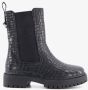 Groot leren meisjes chelsea boots met crocoprint Zwart - Thumbnail 2