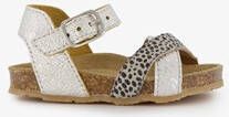 Groot leren meisjes sandalen met stippen zilver