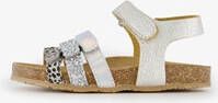 Groot leren meisjes sandalen zilver met glitters