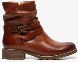 Hush Puppies gevoerde leren dames enkellaarsjes Cognac