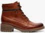 Hush Puppies gevoerde leren dames veterlaarsjes Cognac - Thumbnail 2