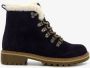 Hush Puppies gevoerde suede dames veterboots navy Blauw Echt leer - Thumbnail 2