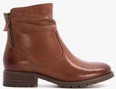 Hush Puppies leren dames enkellaarsjes cognac