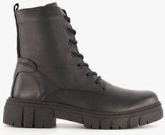 Hush Puppies leren dames veterboots zwart Uitneembare zool