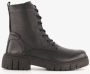 Hush Puppies leren dames veterboots zwart Uitneembare zool - Thumbnail 2