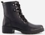 Hush Puppies leren veterboots met brede veters Zwart Uitneembare zool - Thumbnail 1