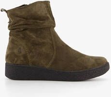 Hush Puppies suede dames enkellaarsjes groen