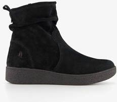 Hush Puppies suede dames enkellaarsjes zwart Echt leer Uitneembare zool