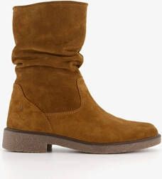 Hush Puppies suede dames enkellaarzen cognac