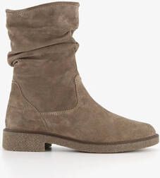 Hush Puppies suede dames enkellaarzen taupe