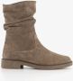 Hush Puppies suede dames enkellaarzen taupe Beige Echt leer Uitneembare zool - Thumbnail 2