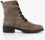 Hush Puppies suede dames veterboots taupe Bruin Echt leer Uitneembare zool - Thumbnail 2