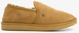 Hush Puppies suede pantoffels met lamsvacht cognac