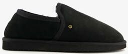 Hush Puppies suede pantoffels met lamsvacht zwart