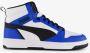 Puma Rebound V6 Mid sneakers wit zwart kobaltblauw Jongens Meisjes Imitatieleer 35.5 - Thumbnail 4