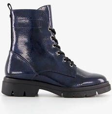 tamaris dames lak veterboots blauw