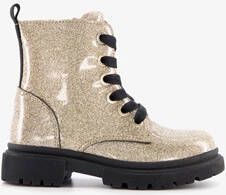 TwoDay leren meisjes veterboots goud glitters