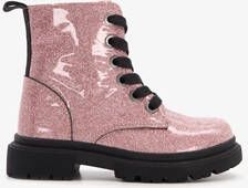 TwoDay leren meisjes veterboots roze glitters