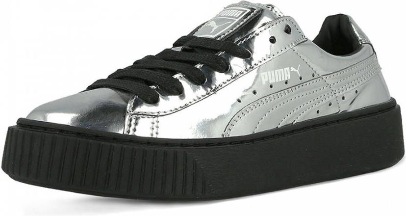 Puma basket platform sneaker zilver