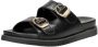 Mexx Zwarte Leatherlook Reptielenprint Slippers Black Dames - Thumbnail 10