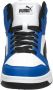 Puma Rebound V6 Mid sneakers wit zwart kobaltblauw Jongens Meisjes Imitatieleer 35.5 - Thumbnail 14