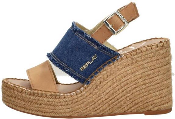 Replay Jess Band Sandalen Touwzool licht blauw