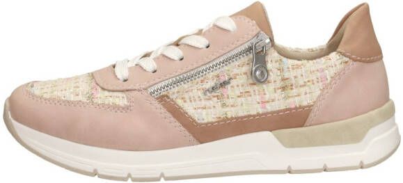 Rieker Sneakers met sleehak lage schoen freizeitschoen casual veterschoen in materialenmix