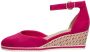 Tamaris Roze Suède Sleehak Espadrille Sandaal Pink Dames - Thumbnail 3