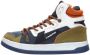 VINGINO Max Mid leren sneakers blauw beige Jongens Leer Meerkleurig 36 - Thumbnail 4