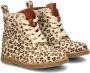 Nelson Kids leren veterboots met ponyhaar en panterprint beige Meisjes Leer 25 - Thumbnail 4