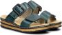 Rieker Petrol Kruis Geborduurde Slipper Green Dames - Thumbnail 31