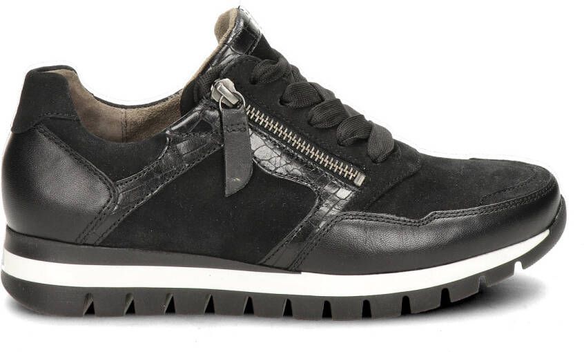 Gabor 438 comfort leren sneakers zwart