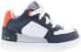 BunniesJR 224303-520 Jongens Lage Sneakers Donkerblauw Grijs Oranje Wit Leer Veters - Thumbnail 2