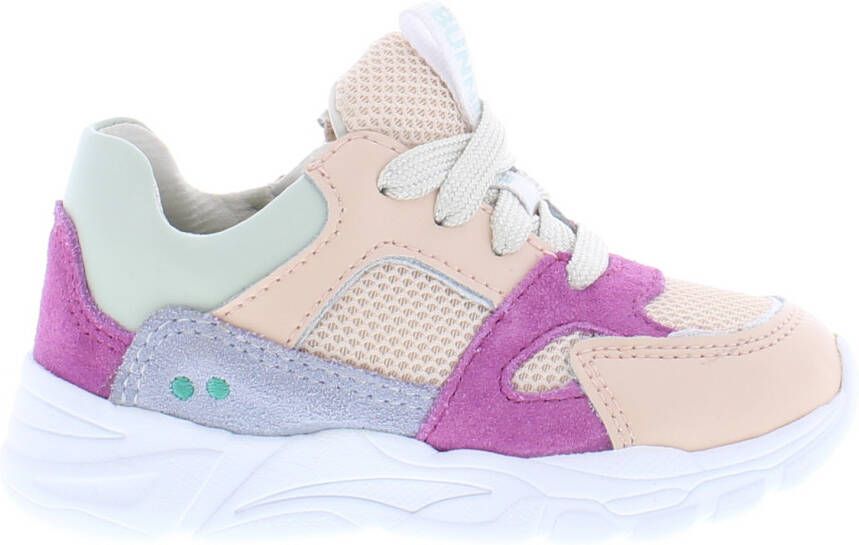 BunniesJR 224341-570 Meisjes Lage Sneakers Roze Beige Mint Lila Imitatieleer Veters