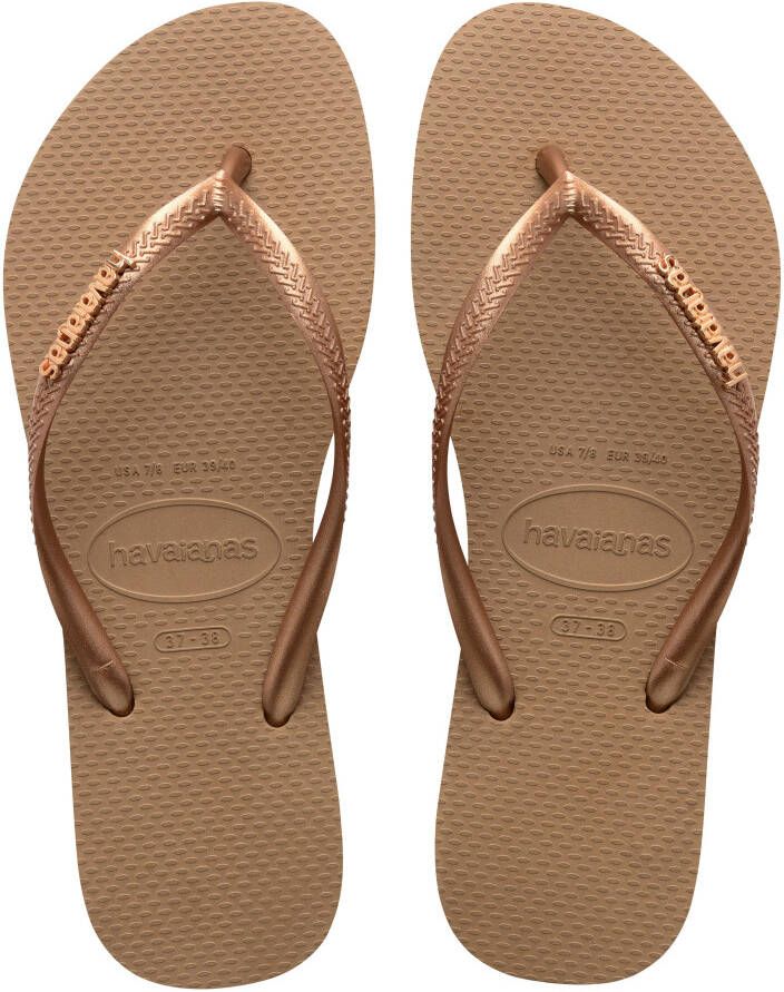 Havaianas Slim logo metallic rose gold Rose