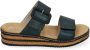 Rieker Petrol Kruis Geborduurde Slipper Green Dames - Thumbnail 5