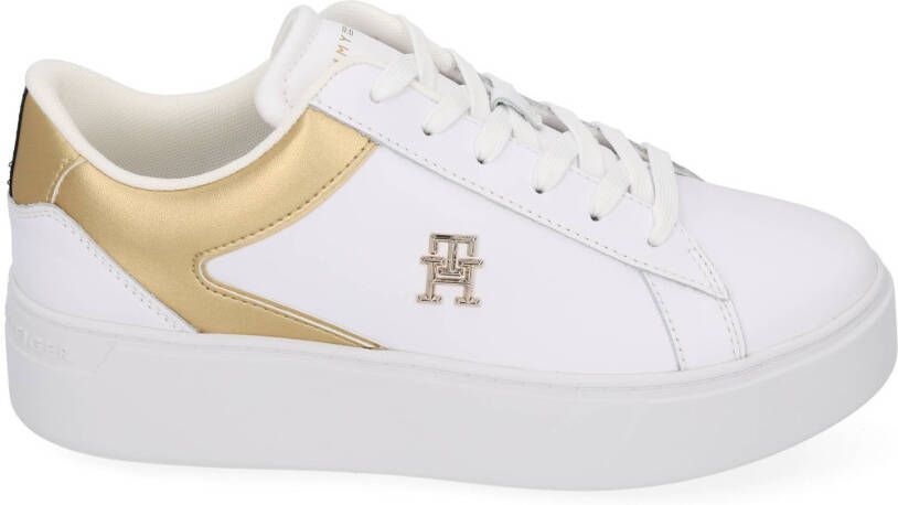 Tommy Hilfiger Th platform court 0K6 white gold Wit