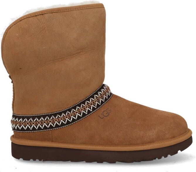 UGG Vachtlaarzen Dames Classic Short Crescent Maat: 40 Materiaal: Suède Kleur: Cognac