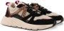 PS Poelman Dames CAROCEL Imitatie Leren Suedè PU Runner Sneakers met Beige Profielzool Zwart Brons Beige - Thumbnail 5