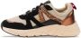 PS Poelman Dames CAROCEL Imitatie Leren Suedè PU Runner Sneakers met Beige Profielzool Zwart Brons Beige - Thumbnail 6