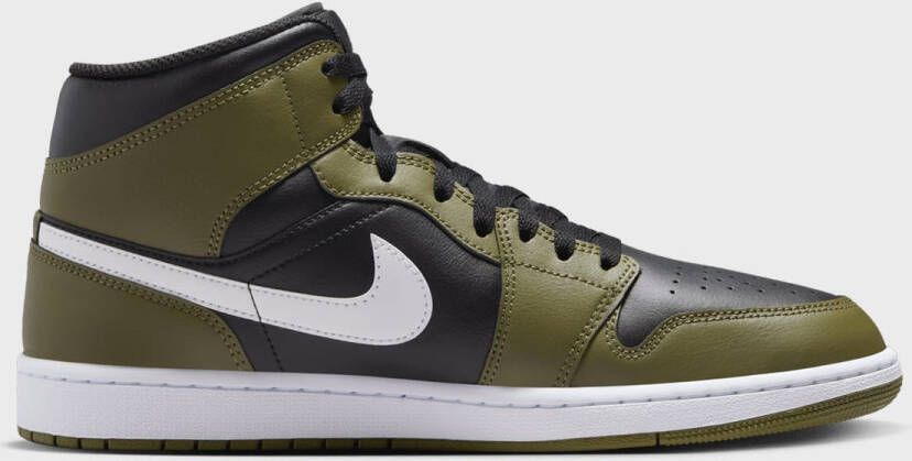 Jordan Air 1 Mid black white medium olive sail Air 1 in groen formaten: 42