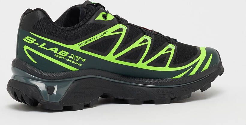 Salomon XT-6 black ponderosa pine green gecko Lifestyle in zwart formaten: 36.666